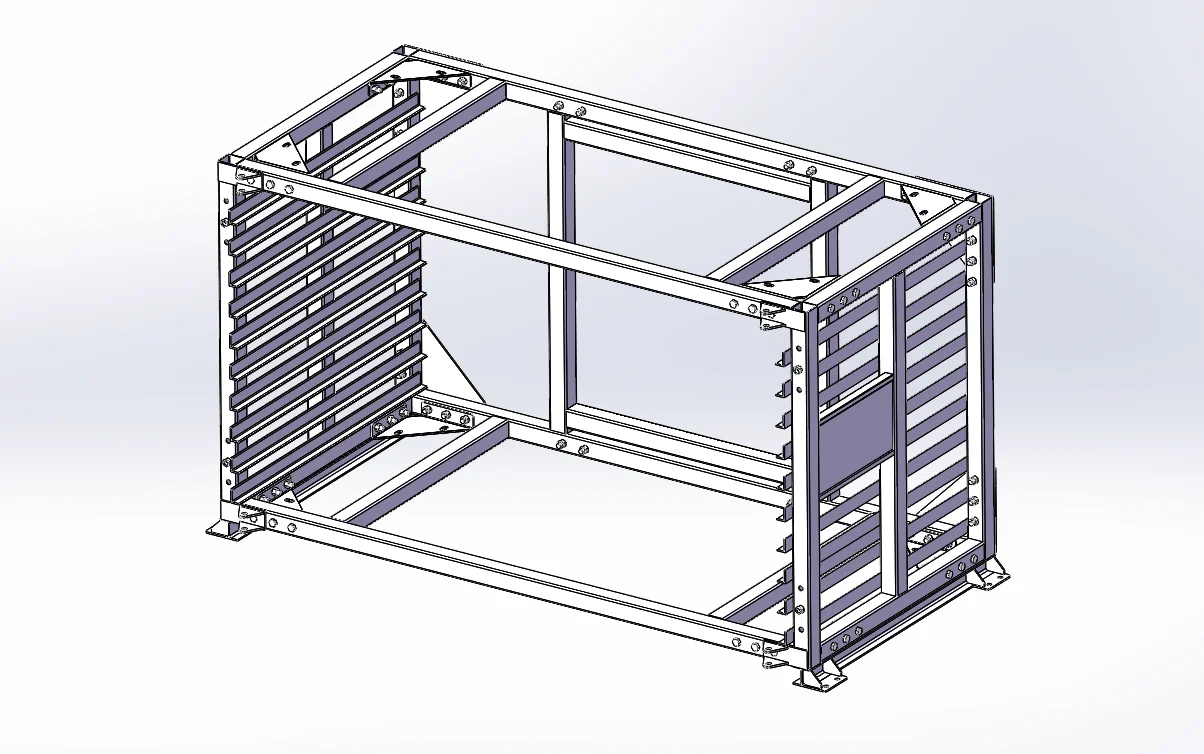 10-Drawer Bplarack for Aluminum Door Panel Sheet Storage 5 10-level Bplarack frame designed for compact aluminum panel storage and pull-out access