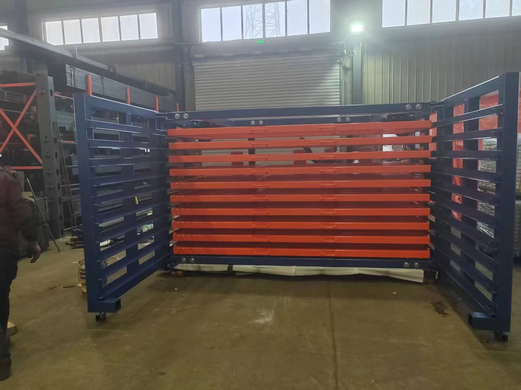 10-Drawer Bplarack for Aluminum Door Panel Sheet Storage 6 Completed 10-drawer Bplarack rack for aluminum sheet organization in custom door manufacturing