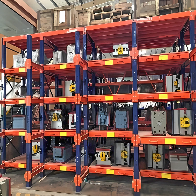 How Drawer Mould Rack Storage Helps a North American Security Hardware Toolroom Keep Changeovers Moving 5 Multi-tier roll-out mold rack with Q235B steel uprights, ball-bearing drawers, and safety locking pins